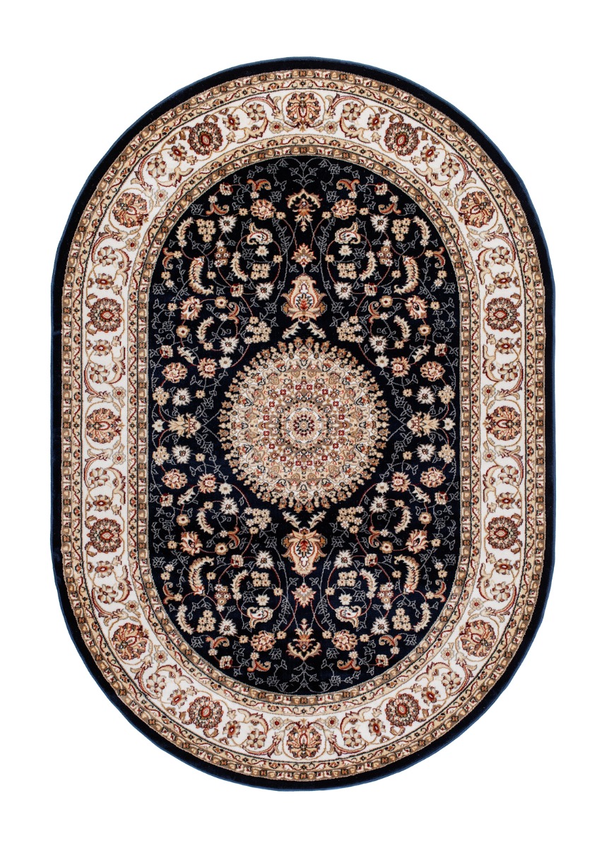 Doha Oma Blå Oval 200x290 cm Wiltonmatta